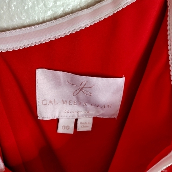 Gal Meets Glam Carmen Jumpsuit Red Bow One Shoulder Preppy Flowy Formal sz 00 - Picture 4 of 11